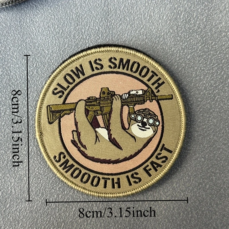 Parches tácticos Slow Is Smooth Fast con gancho y bucle - imagen 2