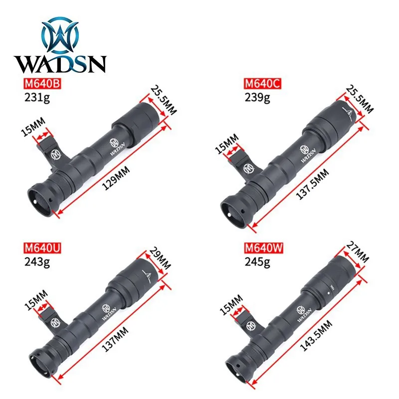WADSN-linterna táctica M640, luz para Rifle, M640B, M640W, M640C, M640U, M640V, Airsoft, Mlok Keymod, compatible con riel de 20mm - imagen 5