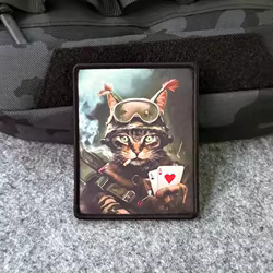 Parche táctico de gato soldado para casco, tarjetas de póker para fumar, insignia de tela con gancho y bucle para mochila, equipo táctico, chaqueta, sombrero