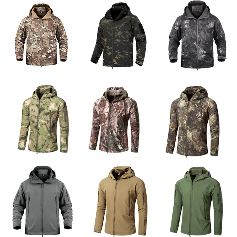 Chaquetas impermeables tácticas de piel de tiburón para hombre, abrigo de caza para acampar, escalar, esquí y cazar, talla grande, para pesca y senderismo - imagen 3