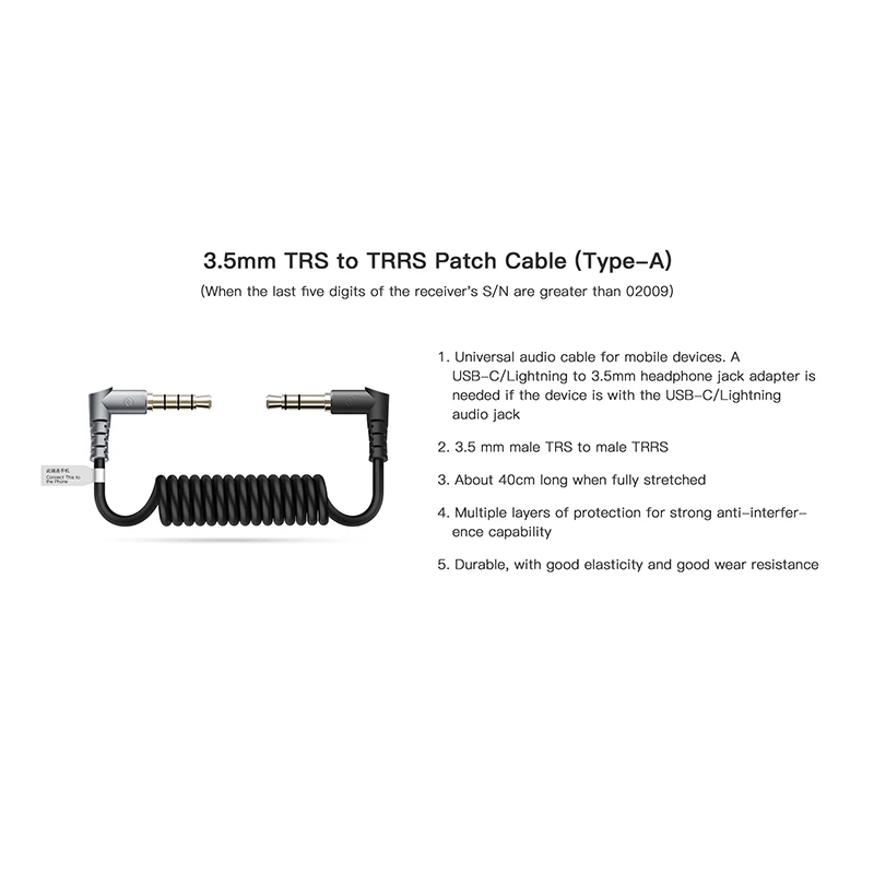 Hollyland Cable de conexión TRS a TRS de 3,5 mm y cable de conexión TRS a TRRS de 3,5 mm para Lark 150 Lark M1 - imagen 4