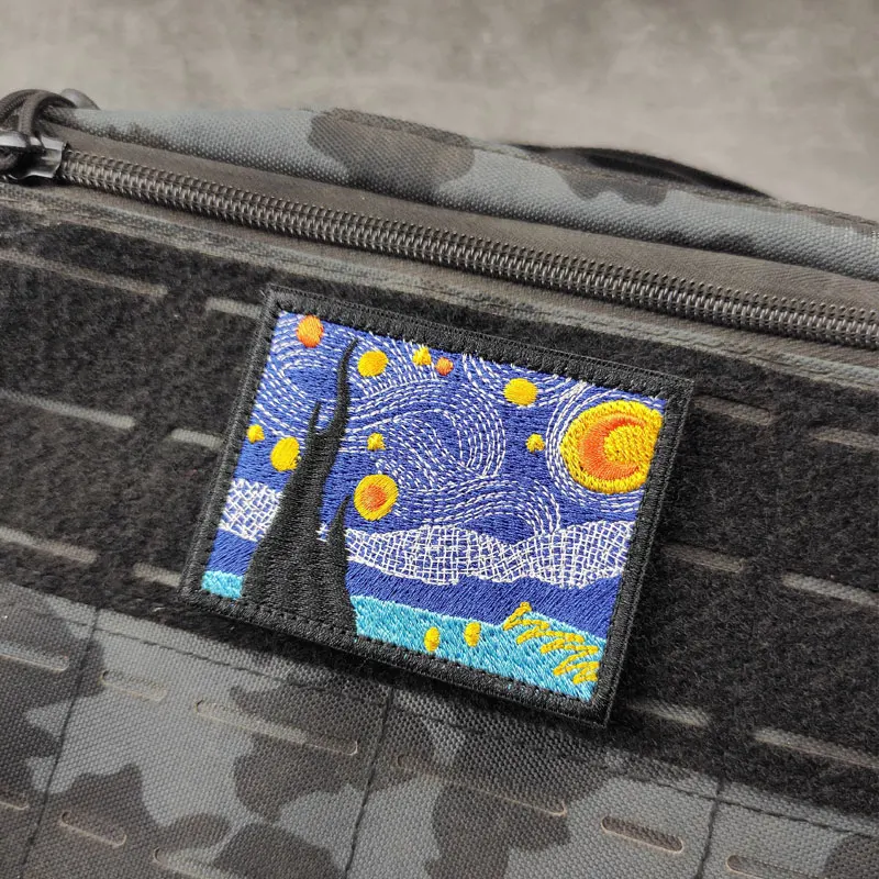 Parches bordados de algas marinas con ondas de océano y cielo estrellado, paisaje artístico abstracto para ropa, chaquetas, accesorios DIY - imagen 2