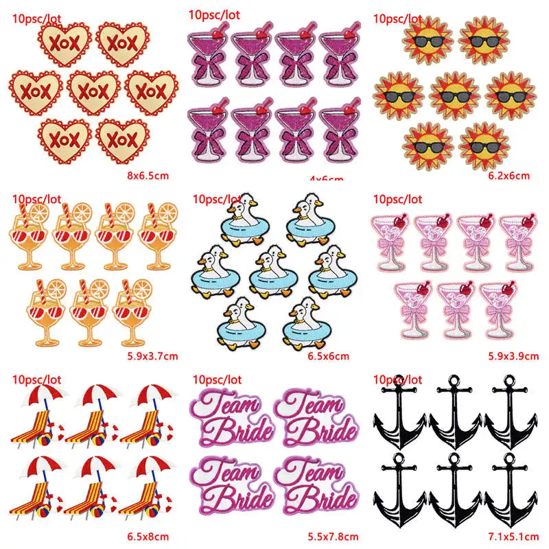 10 unids/lote parche de animales de dibujos animados parches para planchar para ropa vacaciones parches bordados en ropa DIY coser apliques pegatinas - imagen 2