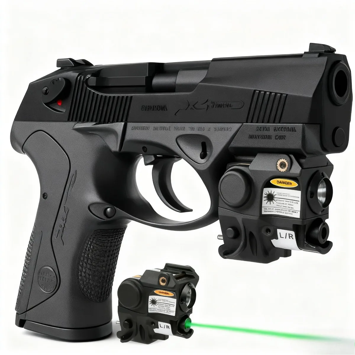 Arma compacta táctica, luz de pistola, linterna combinada, mira láser roja y verde, riel Picatinny, Mini linterna FitGlock 17 19 - imagen 4