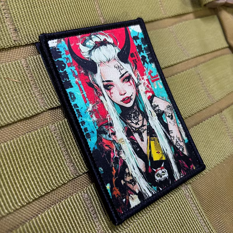 Parche táctico soldado punk mujer – insignia moral con velcro MOLLE - imagen 5