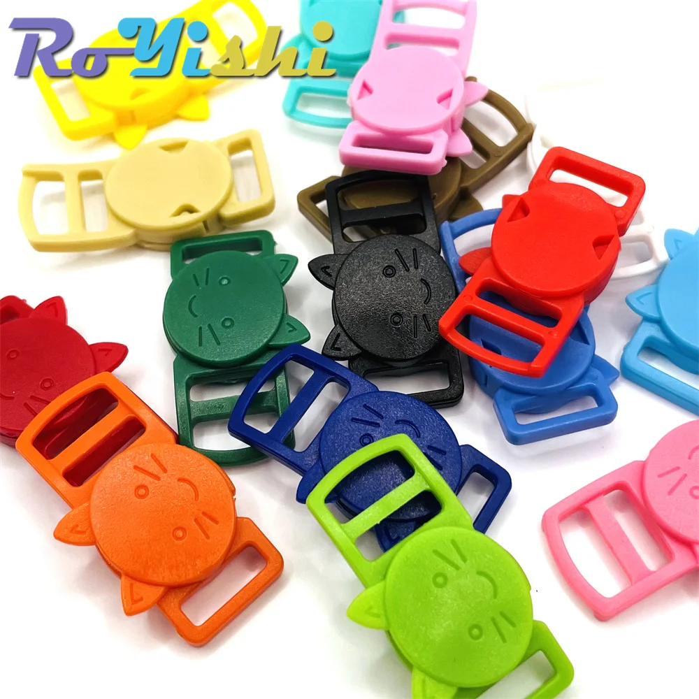20 unids/pack 3/8 "cabeza de gato de colores mezclados hebillas de seguridad de plástico para Collar de gato Paracord correas sujetador accesorios de ropa - imagen 3