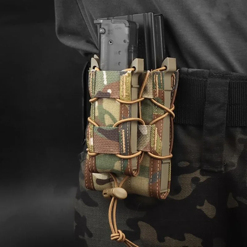 Bolsa táctica doble para revista de 5,56 + 9MM, bolsa individual para caza, Rifle, Pitol, Molle, funda para revista, bolsa para AK AR M4 AR15 - imagen 4