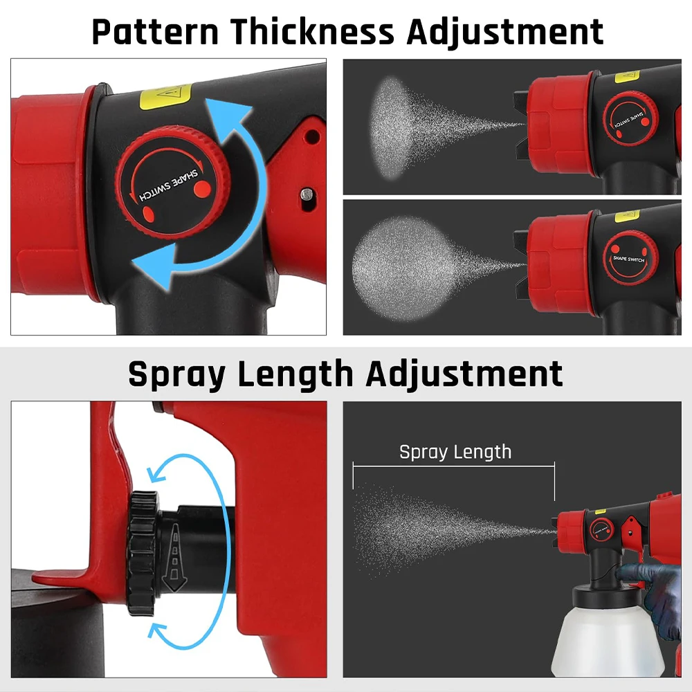 PISTOLA DE PULVERIZACIÓN eléctrica, pulverizador de pintura inalámbrico, aerógrafo con revestimiento de acero para muebles de automóvil, batería Milwaukee para el Interior del hogar - imagen 5