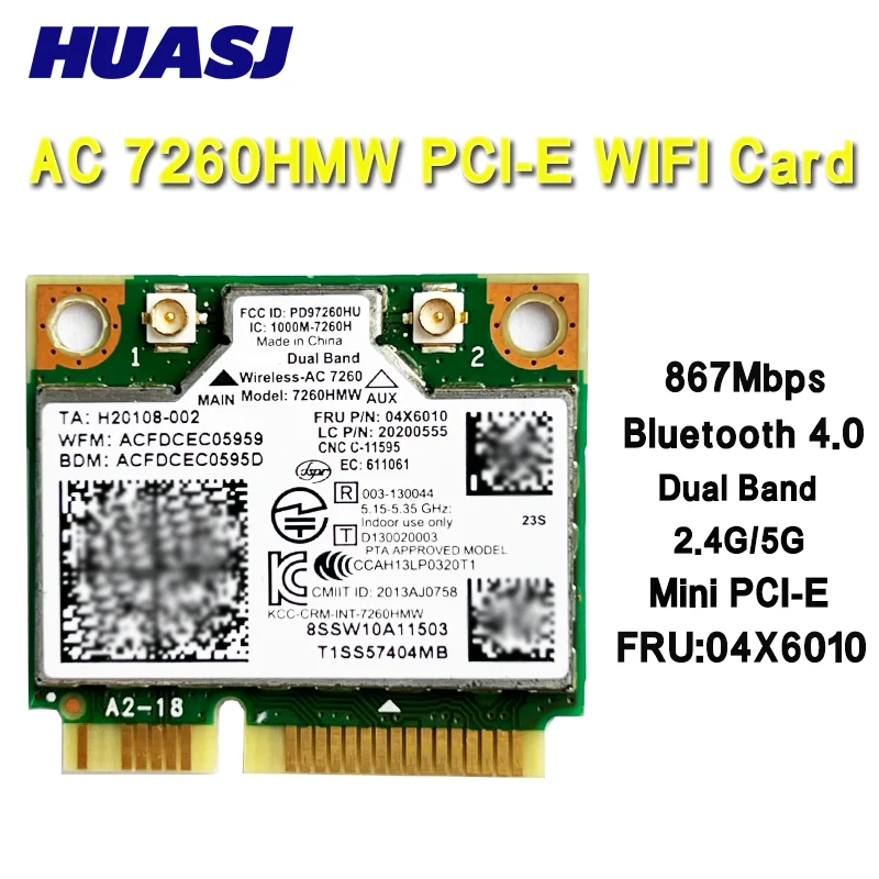Tarjeta WIFI inalámbrica de doble banda AC 7260HMW 7260AC FRU: 04X6010 media Mini PCI-e para S1 S440 S540 E440 E540