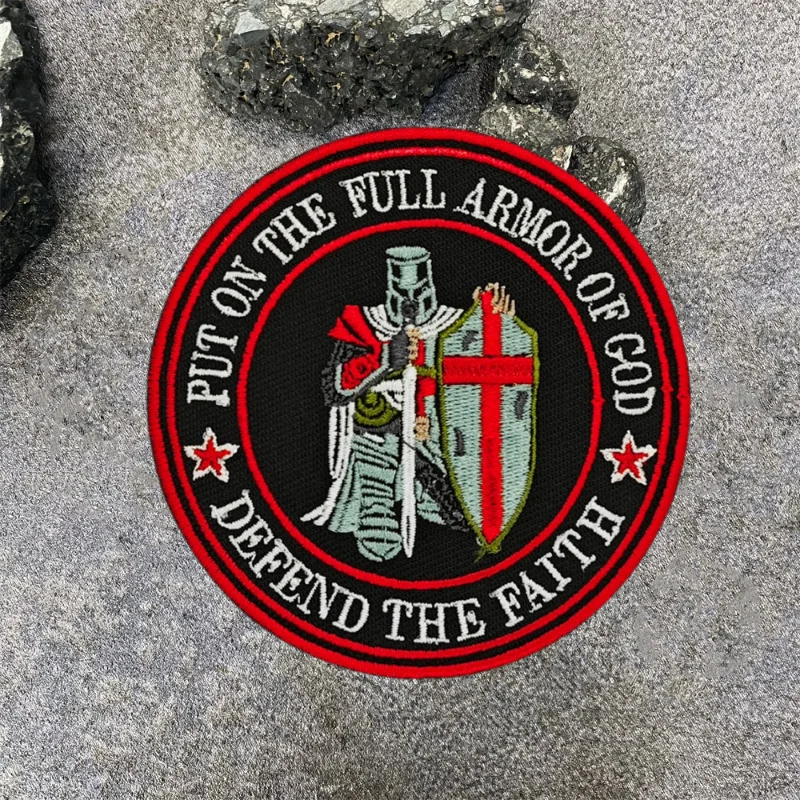 PUT ONTJE COMPLETO ARMOR DE DIOS DEFENDER EL FED Parche de insignia de moral táctica Soldado Brazalete militar Gancho y bucle Mochila Pegatina - imagen 4