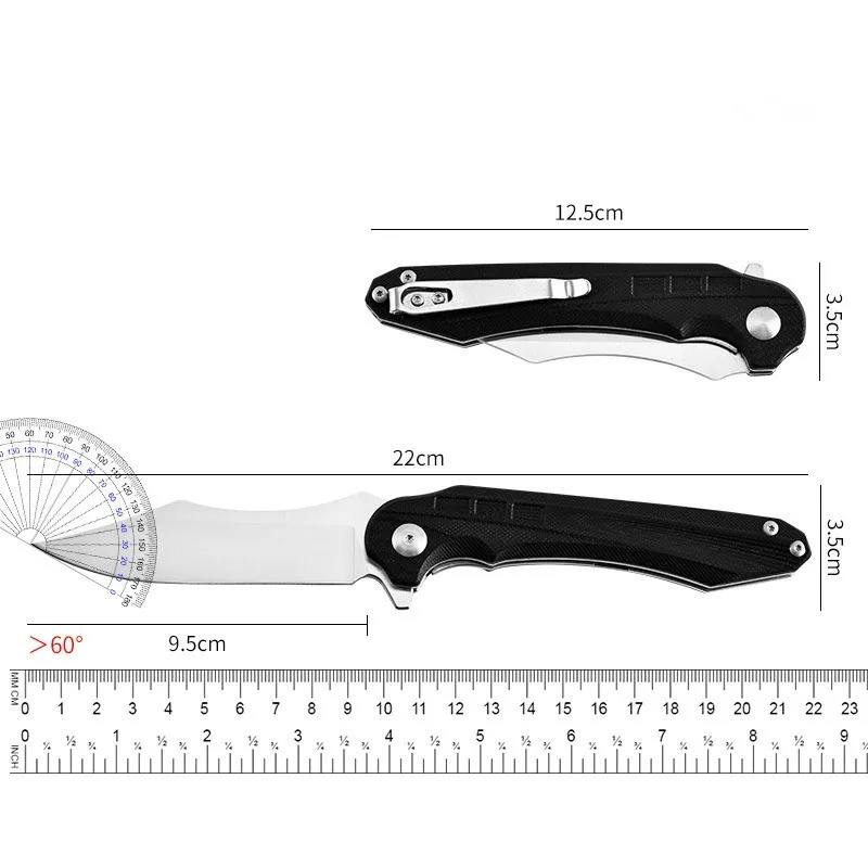 Cuchillo plegable de acero D2, cuchillo portátil de supervivencia para acampar, cuchillo plegable afilado para senderismo, mini cuchillo táctico de defensa G10 - imagen 4