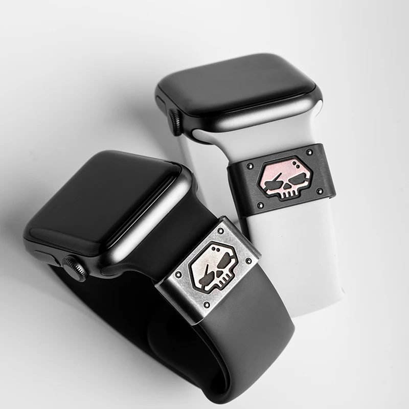 Cierre de calavera de Metal de 22mm para Apple Watch, correa de PC, aleación de titanio y circonio, anillo decorativo, accesorios de hebilla para reloj - imagen 3