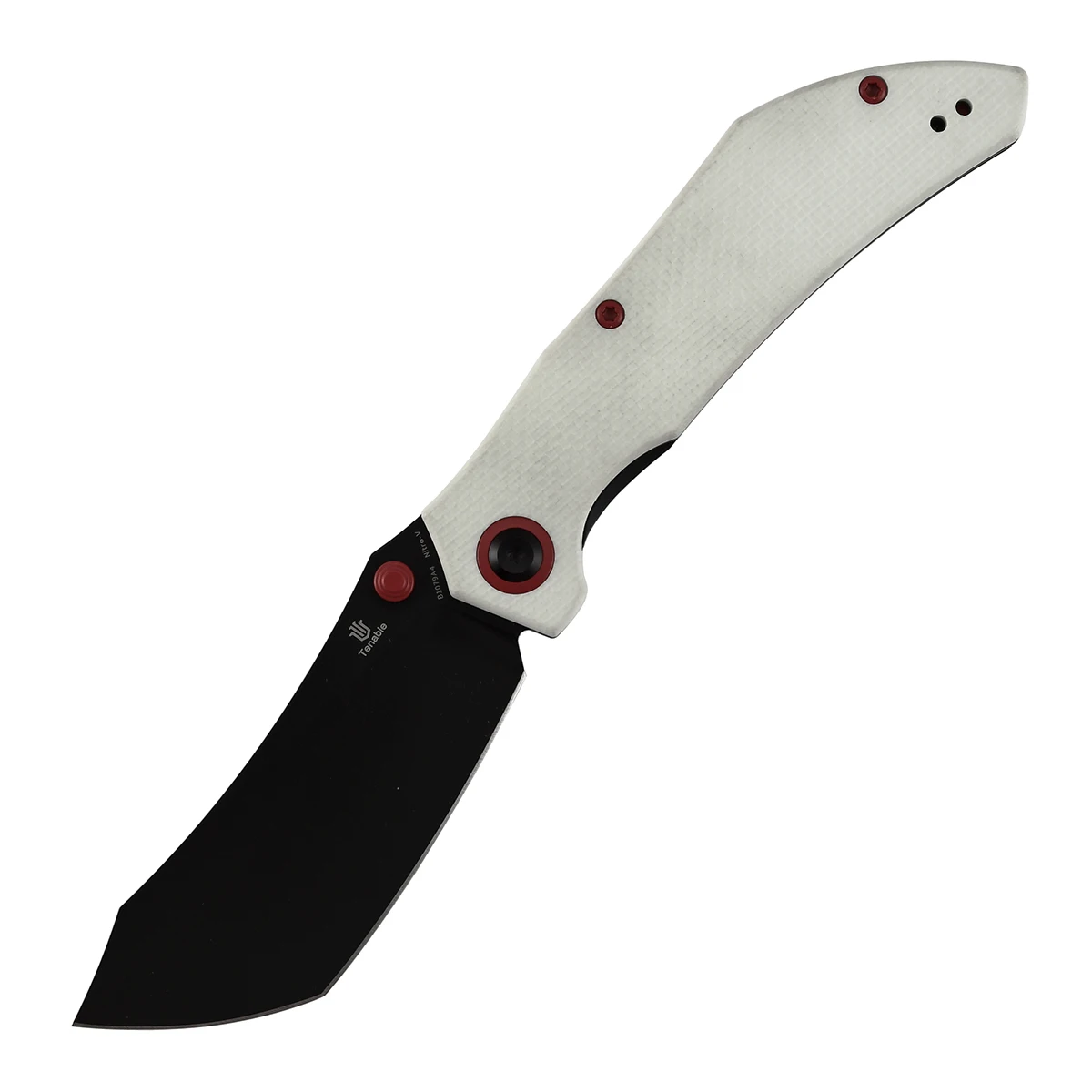 Tenable cuchillo plegable táctico Damasco ondulado micarta G10 y PEI - imagen 2