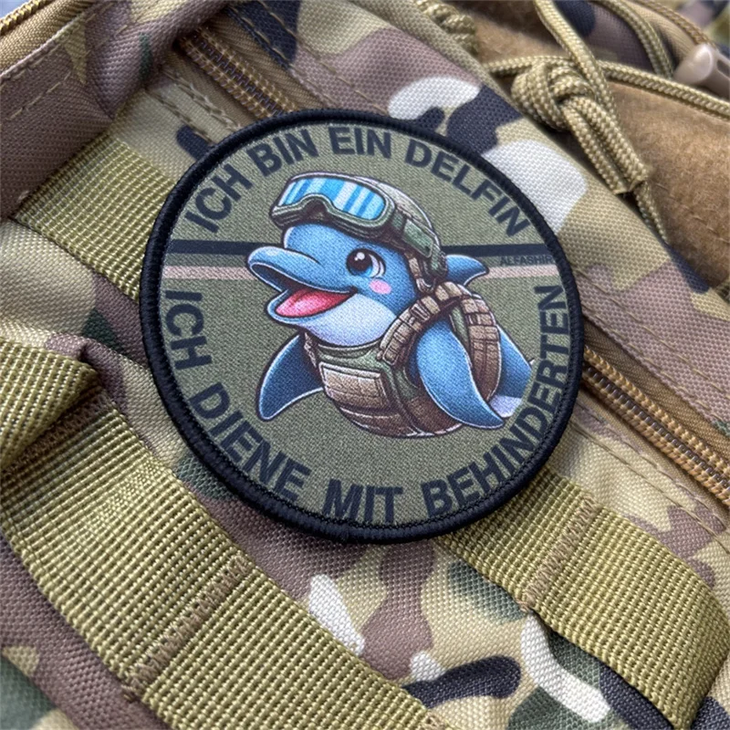 Parche con estampado de delfines para ropa, insignias de moral táctica, parches militares con gancho, pegatinas para mochila - imagen 4