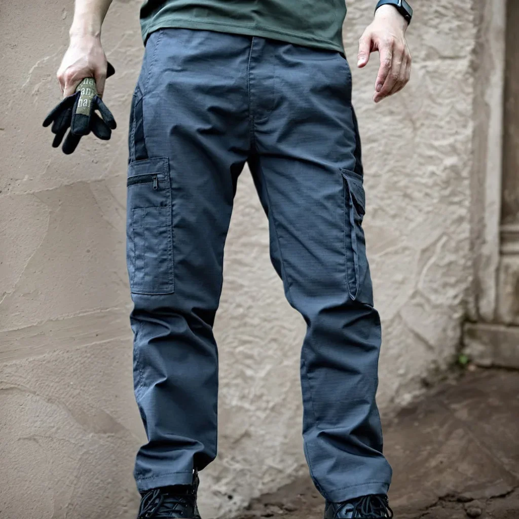 Pantalones tácticos para hombre, pantalones Cargo de secado rápido, ropa de trabajo, pantalones Cargo impermeables, pantalones de entrenamiento resistentes al desgaste con múltiples bolsillos - imagen 2