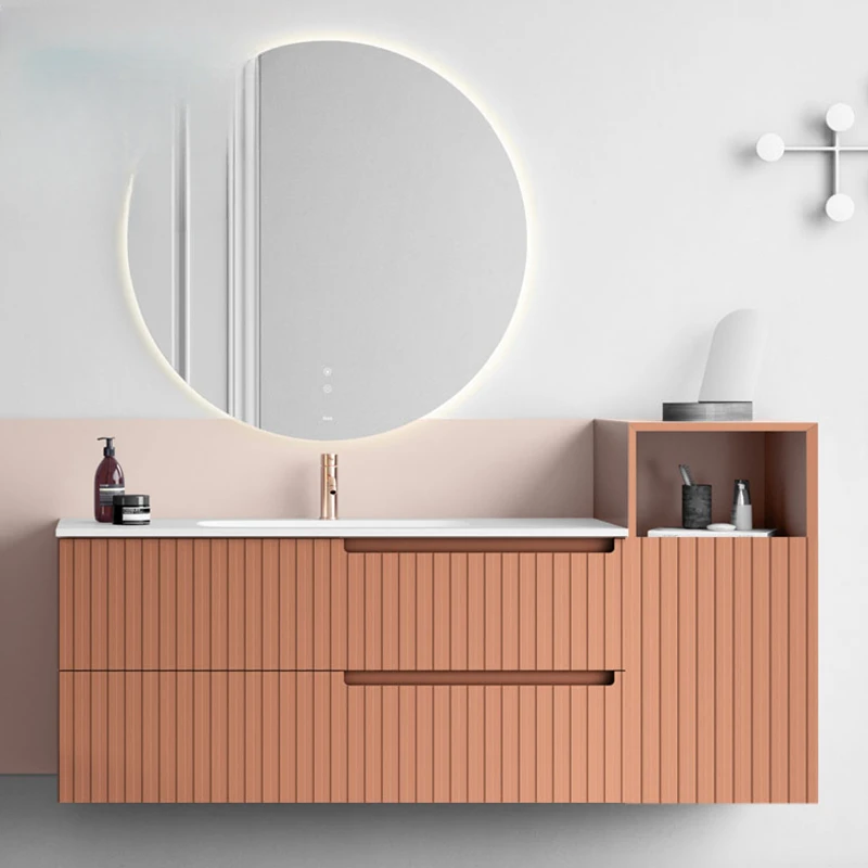 Mueble de baño de pizarra personalizado, estilo crema simple y moderno, conjunto combinado, lavabo de baño ligero de lujo, lavabo de mano para cara - imagen 2