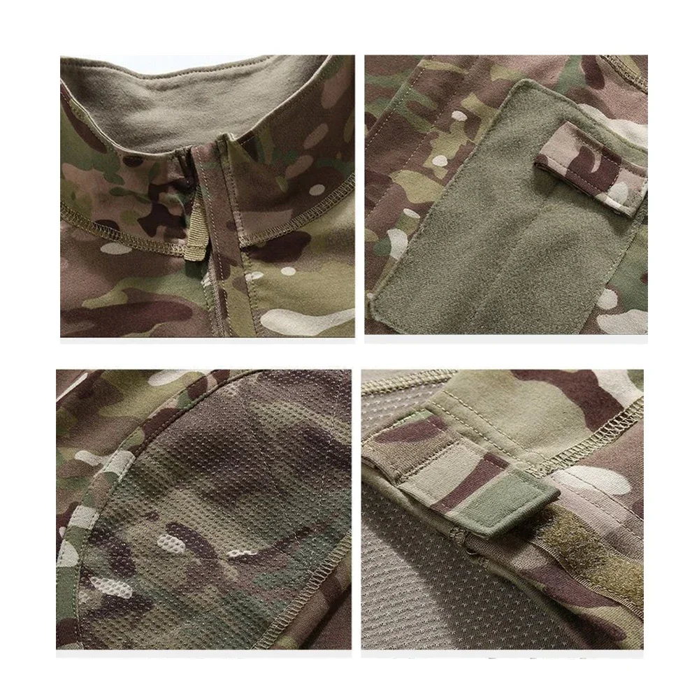 Trajes tácticos para hombre, camisas de combate, uniforme, Tops tácticos, pantalones Cargo de camuflaje para caza, Airsoft - imagen 5