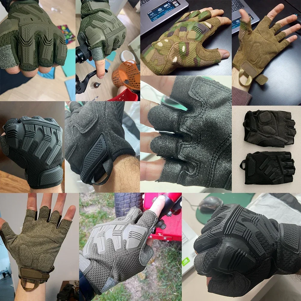 Guantes tácticos de medio dedo para exteriores, manoplas antideslizantes sin dedos para deportes, combate, caza, tiro, Paintball, Airsoft, trabajo en bicicleta - imagen 3