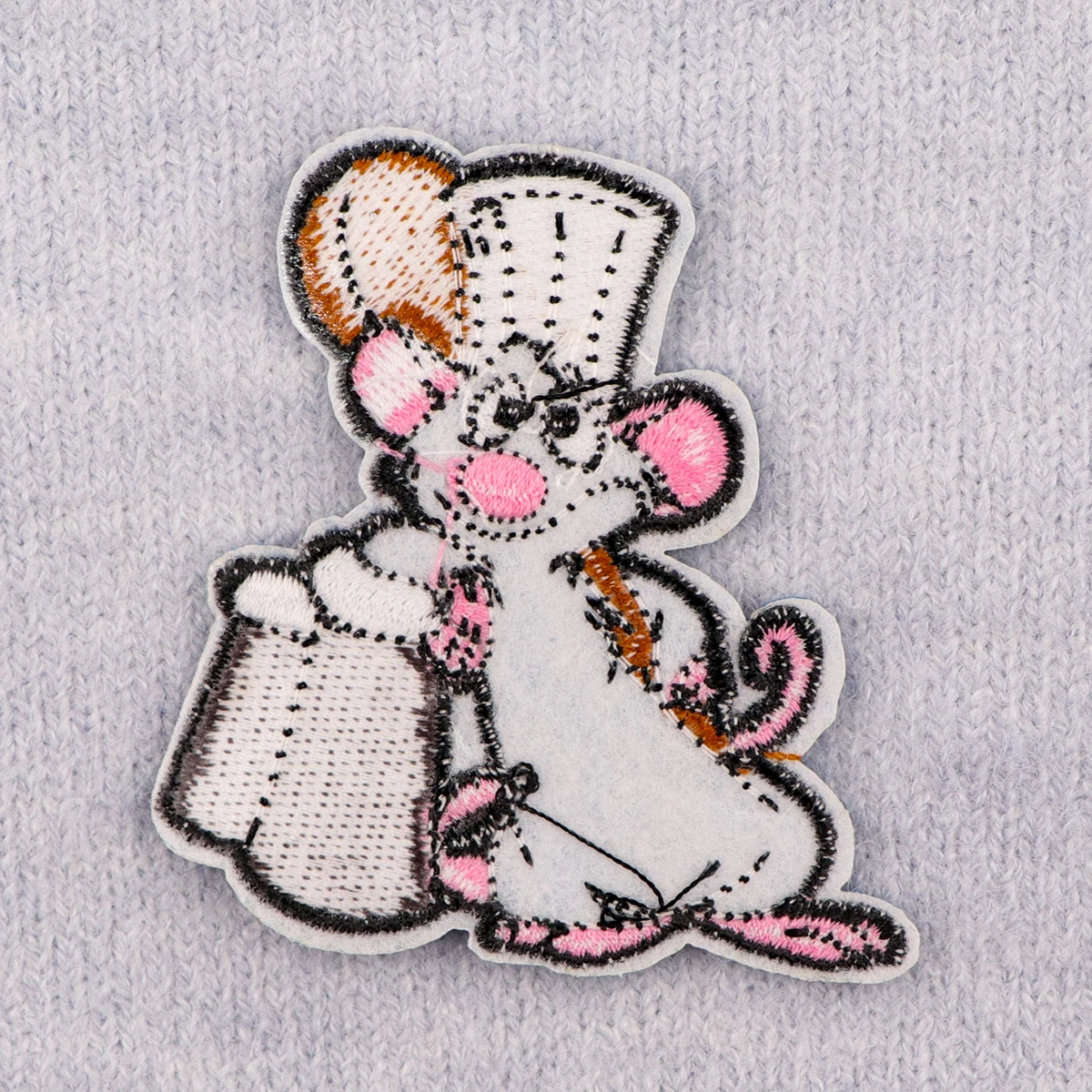 Parches bonitos de ratón y animales para ropa, Chef de dibujos animados, parches bordados para planchar para ropa, accesorio de apliques de rayas DIY - imagen 3