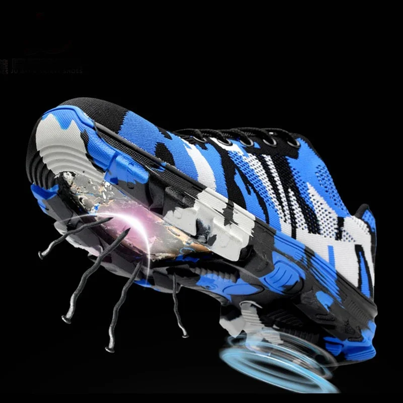 Zapatos de seguridad para el trabajo con puntera de acero transpirable para hombre, botas de seguridad para construcción antideslizantes de acero a prueba de pinchazos para exteriores - imagen 5