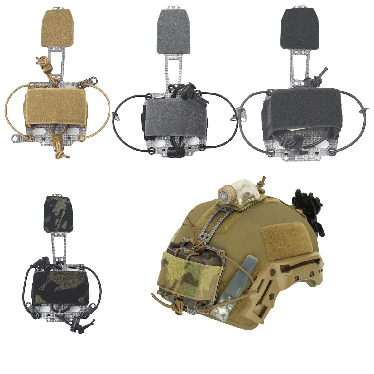 Funda para batería con marco de casco táctico, bolsa para batería en forma de T, bolsa adjunta para pasta de casco, bolsa de almacenamiento de batería