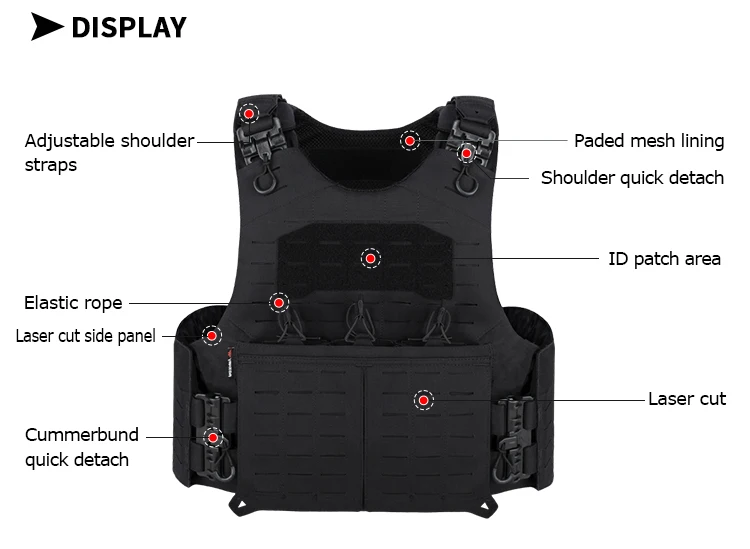 Chaleco portador de placa YAKEDA, chaleco táctico de liberación rápida, corte láser, PALS, entrenamiento de caza, MOLLE MC, camuflaje con inserto magnético - imagen 4