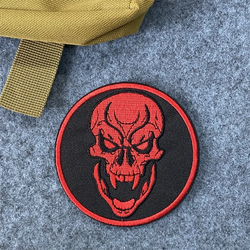 Parche bordado de Calavera, insignia de moral táctica militar, pegatina impresa, gancho y lazo, brazalete, ropa, parches de mochila - imagen 5