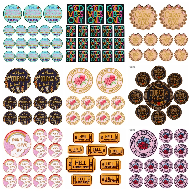 Parche bordado de dibujos animados/letras, parches termoadhesivos para ropa, apliques para coser chaqueta, 10 unids/lote - imagen 2