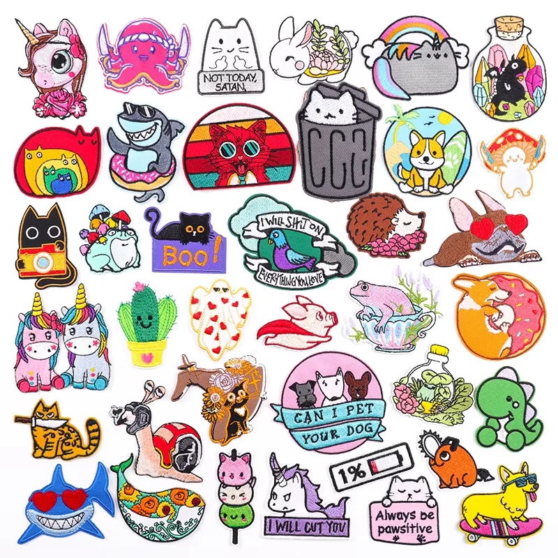 Parches de costura de dibujos animados para accesorios de ropa, parches bordados de animales para planchar para ropa, apliques de gatos en mochila DIY - imagen 2