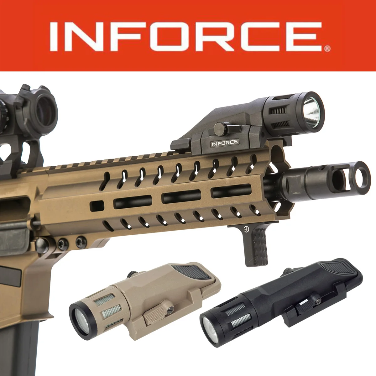 INFORCE WML GEN2-linterna estroboscópica LED táctica Airsoft, casco, armas, luz de caza, iluminación exterior compatible con riel de 20mm, 400 lúmenes - imagen 2