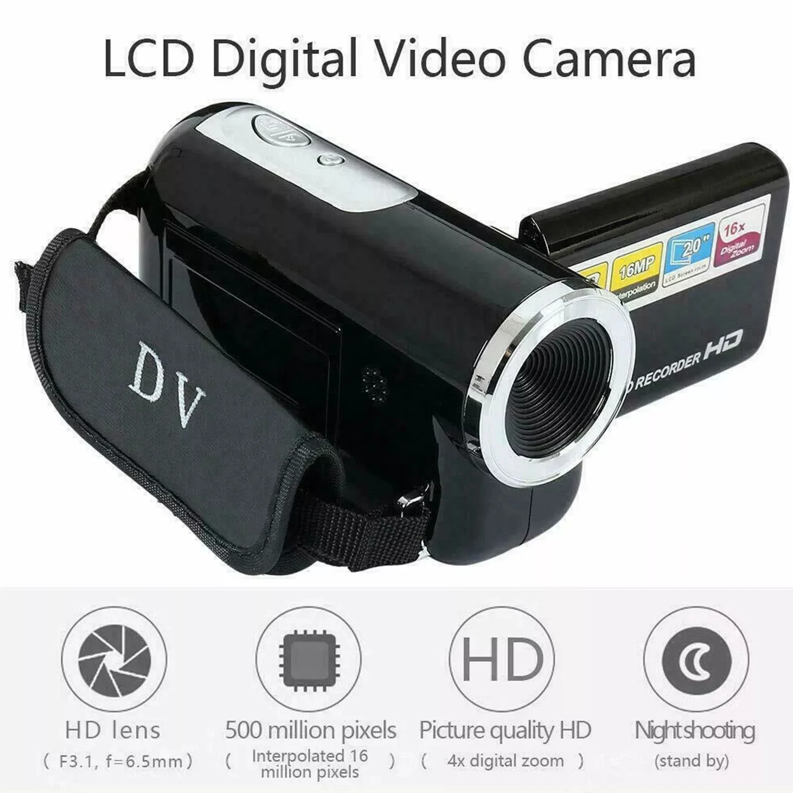Cámara Digital HD de 16MP, videocámara de vídeo Digital Full HD de 1080P, pantalla de rotación de 270 grados, cámara de disparo con Zoom de visión nocturna 16X - imagen 5