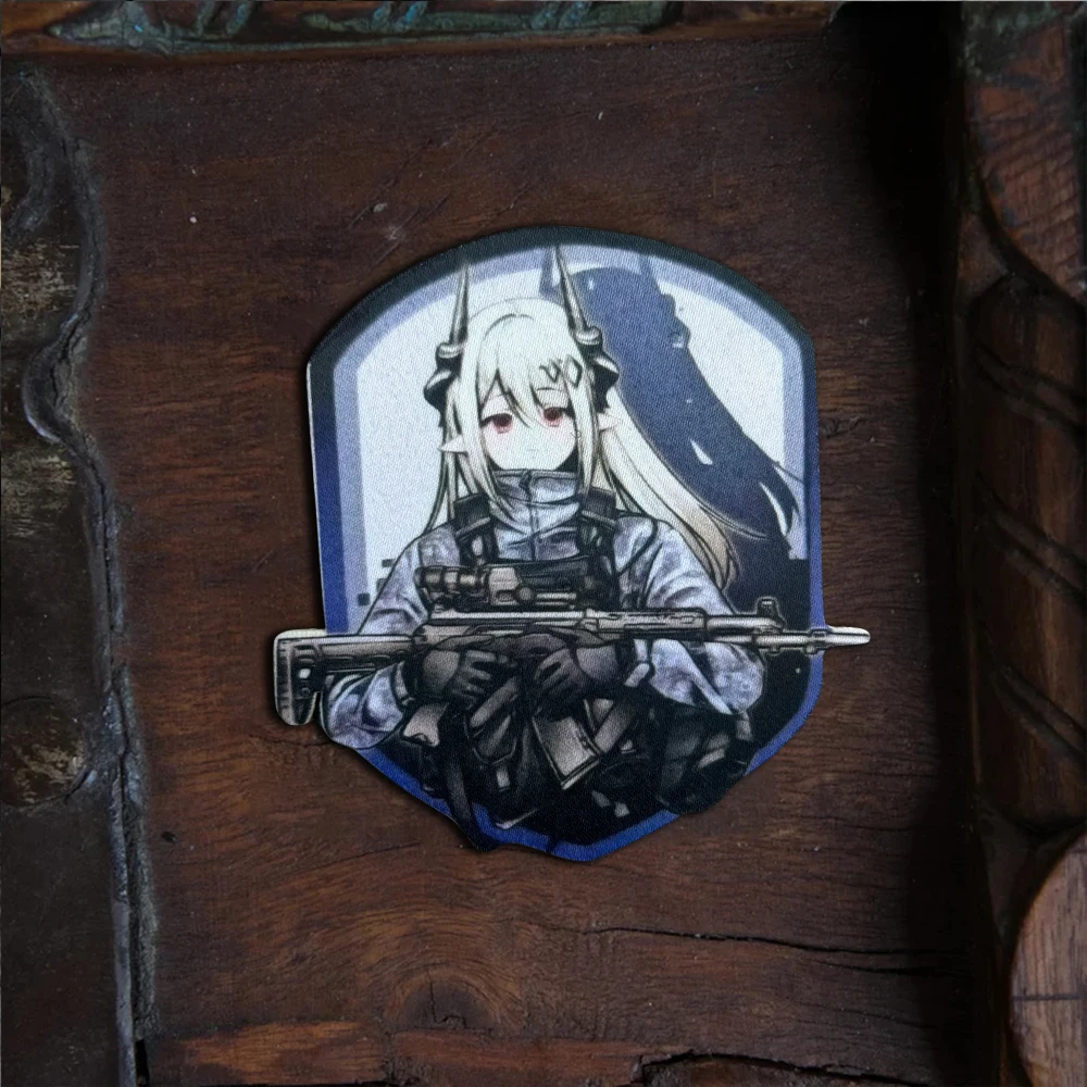 Parche táctico de Chica de Anime, parches divertidos de gancho y bucle, insignia de moral militar, brazalete del ejército, pegatinas para mochila - imagen 2
