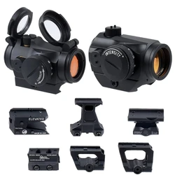 Mira táctica T01 T02 2MOA Red Dot, óptica de mira réflex de 1x22mm, mira telescópica T01 T02 con montaje elevador de 1,54/1,81/1,93/2,4