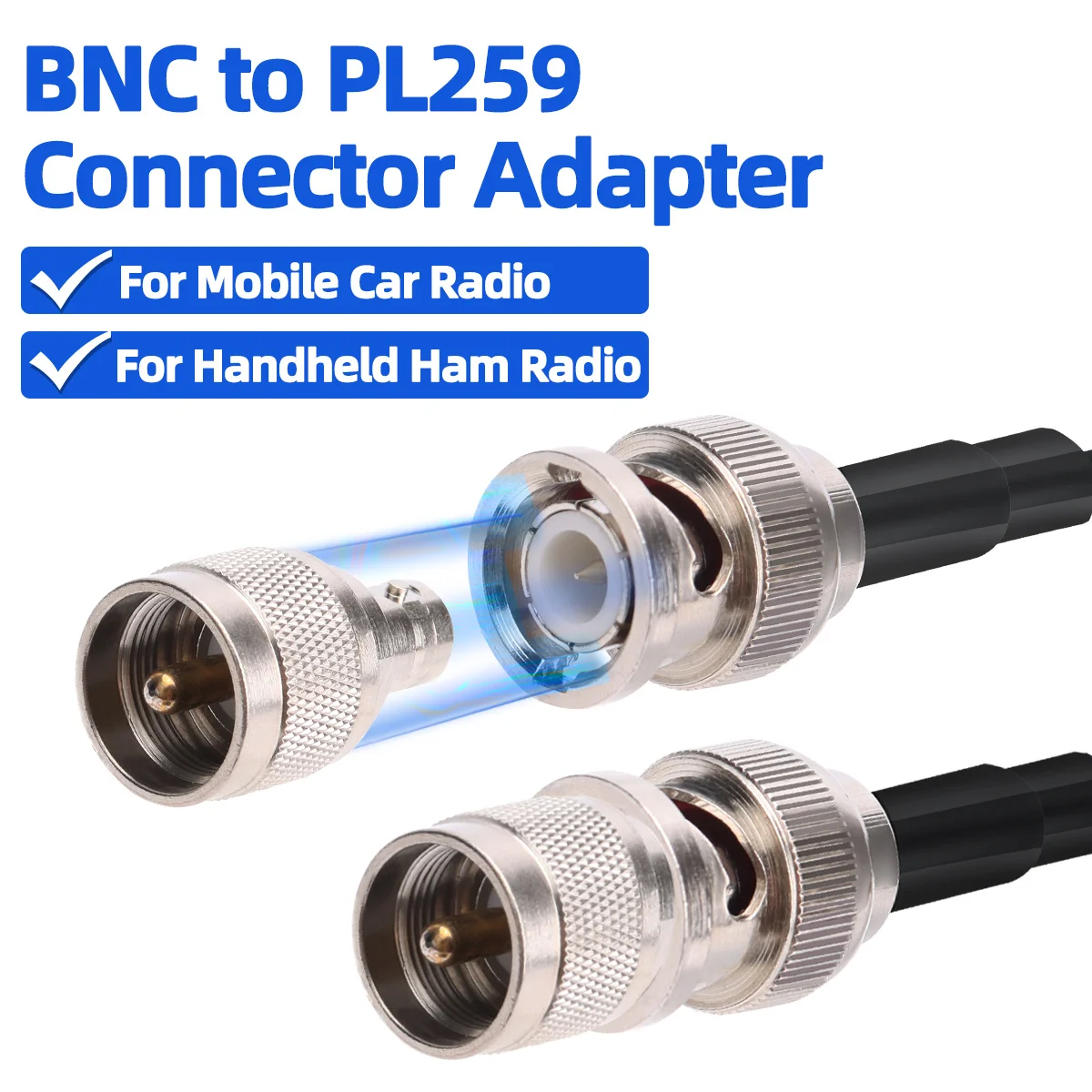 ABBREE CB antena de Radio 27Mhz SMA-hembra BNC látigo antena de alta ganancia para Quansheng TK11 UV-98 PLUS RT-860 RT-880 Walkie Talkie - imagen 3