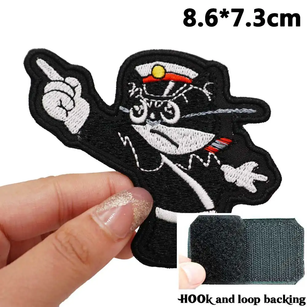 Parches bordados de Sheriff de gato negro, aplique de etiqueta de costura, banda de motorista punk, insignias de ropa de Rock con respaldo de gancho - imagen 3