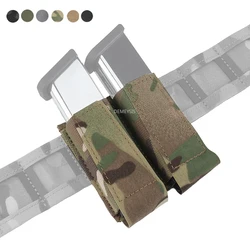 Bolsas para revistas de pistolas dobles de 9MM, soporte táctico Molle Airsoft MagPouch de tracción rápida, bolsas para linterna de caza, soporte para antorcha