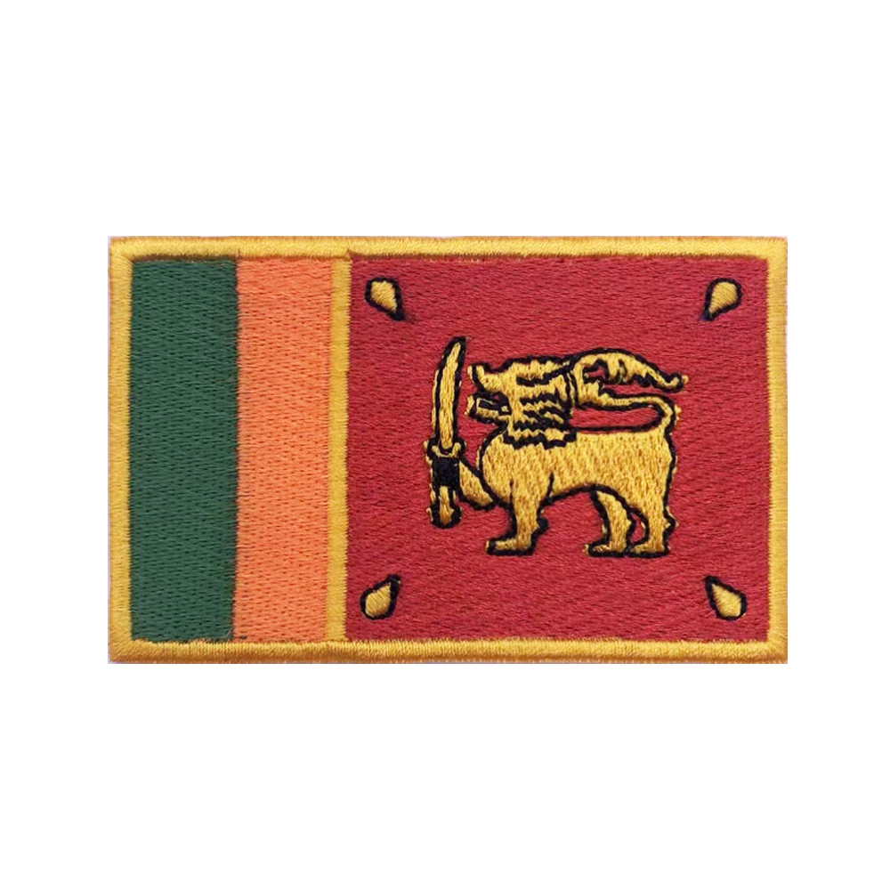 Parches de bandera de Sri Lanka, brazalete, parche bordado, gancho y bucle, insignia bordada para planchar, raya militar
