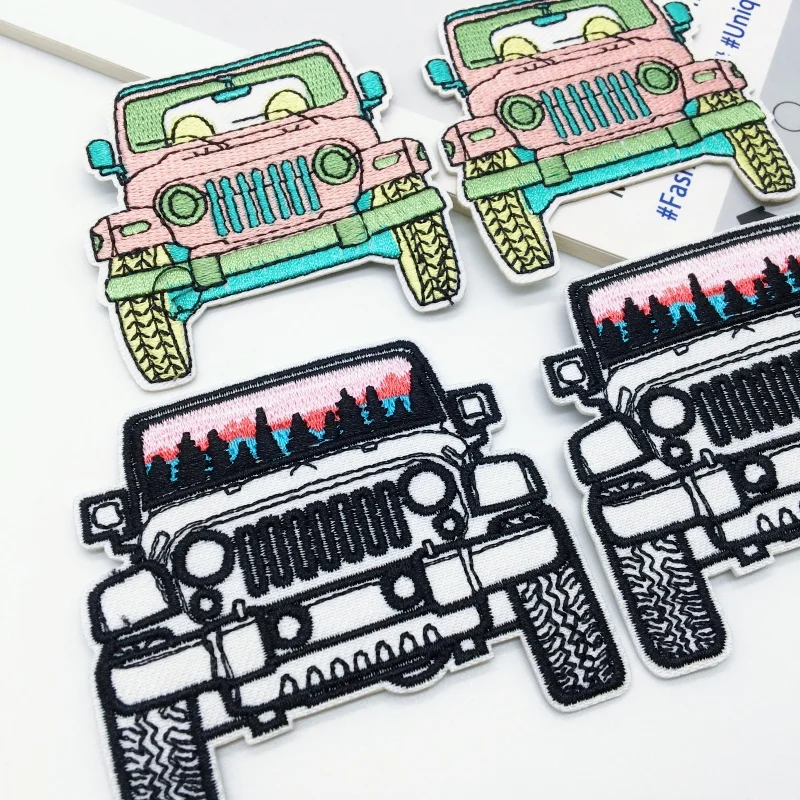 Parche de tela bordado para vehículo todoterreno, pegatina decorativa artesanal, planchado para ropa, pantalones, sombreros, zapatos y fundas para teléfono, 2 uds. - imagen 3