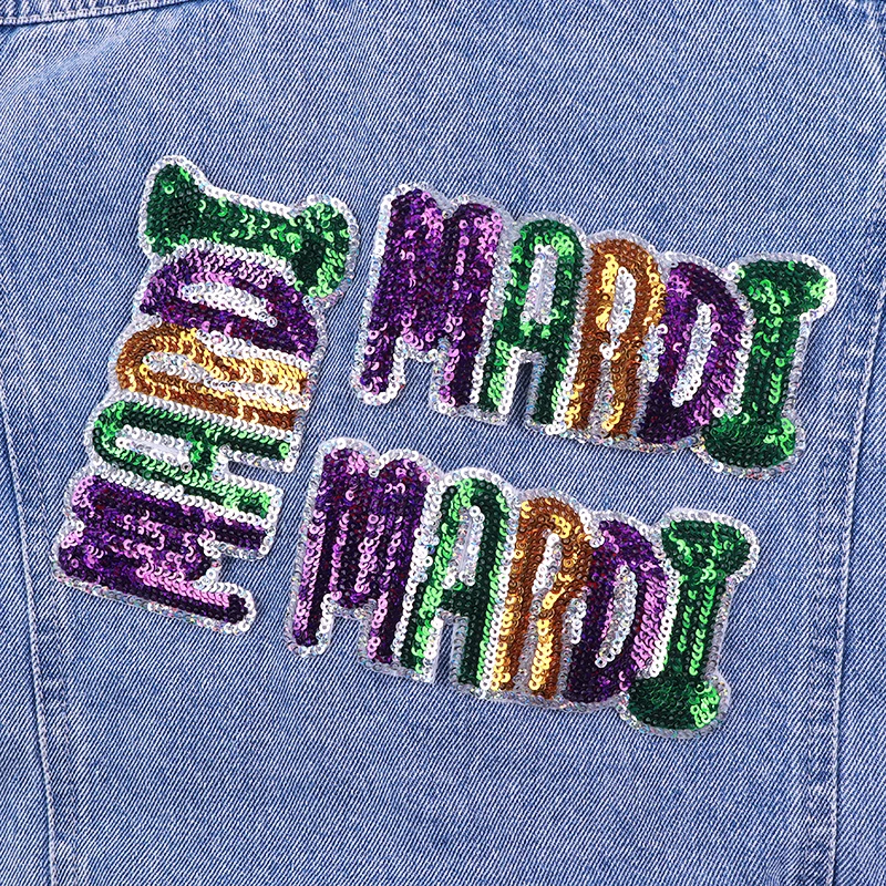 Parche bordado de Carnaval de Mardi Gras, parches para planchar, emblema oficial del Festival, insignia colorida de decoración temática de Nueva Orleans para celebración - imagen 4