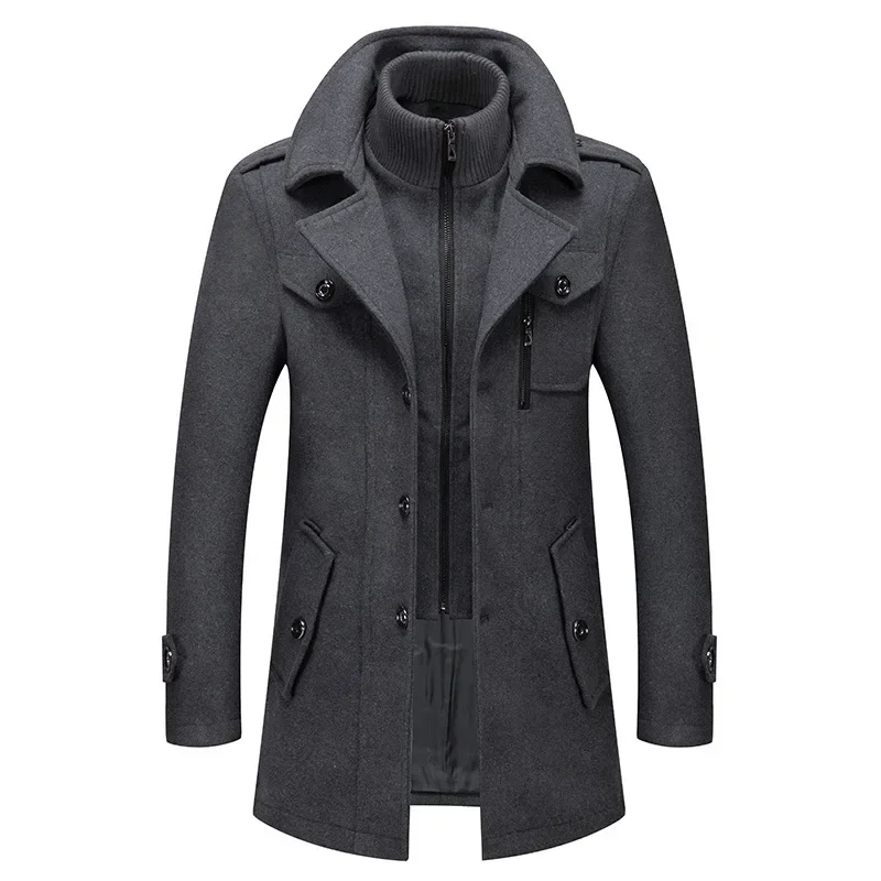 Gabardina cortaviento mezcla cachemira para hombre – Abrigo invernal - imagen 3