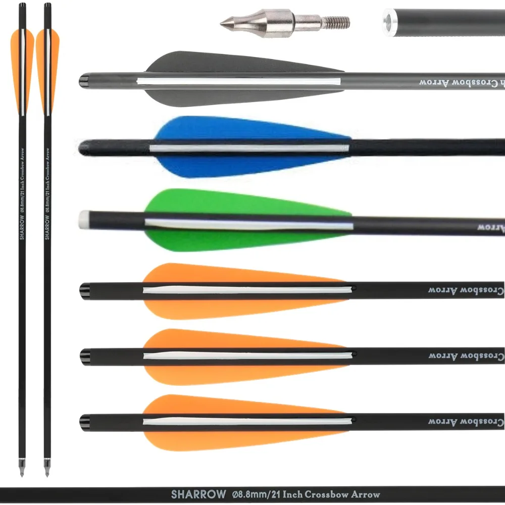 6/12 Uds 16 "17" 18 "20" 21 "22" pernos de ballesta flechas de tiro con arco puntas reemplazables caza al aire libre tiro flechas de carbono