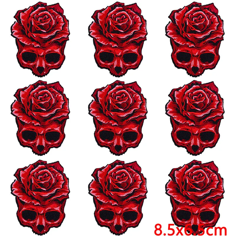 Parches bordados góticos para planchar en la ropa, pegatinas de calavera DIY, insignias de rayas en la mochila, 10 unidades por lote - imagen 2