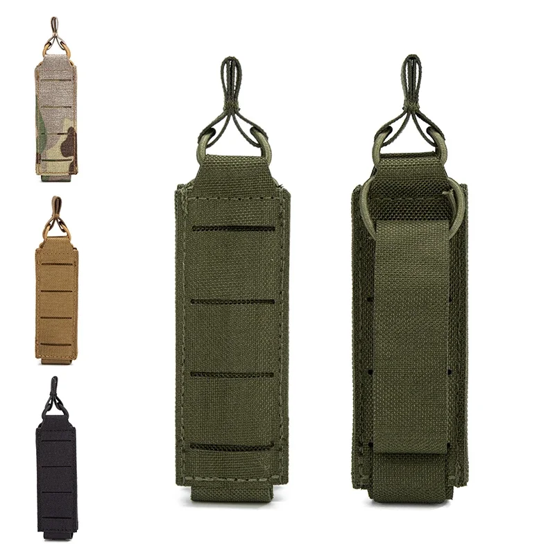 Bolsa para revistas de nailon de 9mm, ligera, con corte láser, individual, sistema Molle, bolsa táctica, bolsas Edc, bolsa para linterna, accesorios de caza