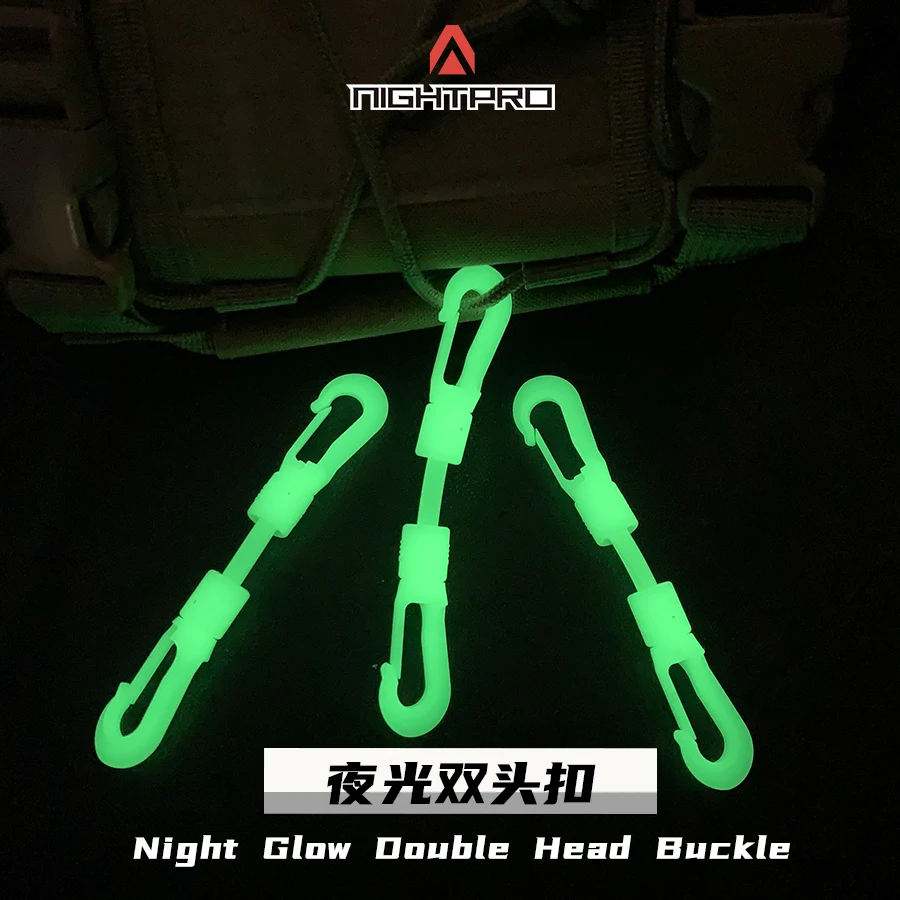 Hebilla de doble cabeza luminosa para exteriores, táctica de montañismo, Camping, mochila colgante - imagen 3
