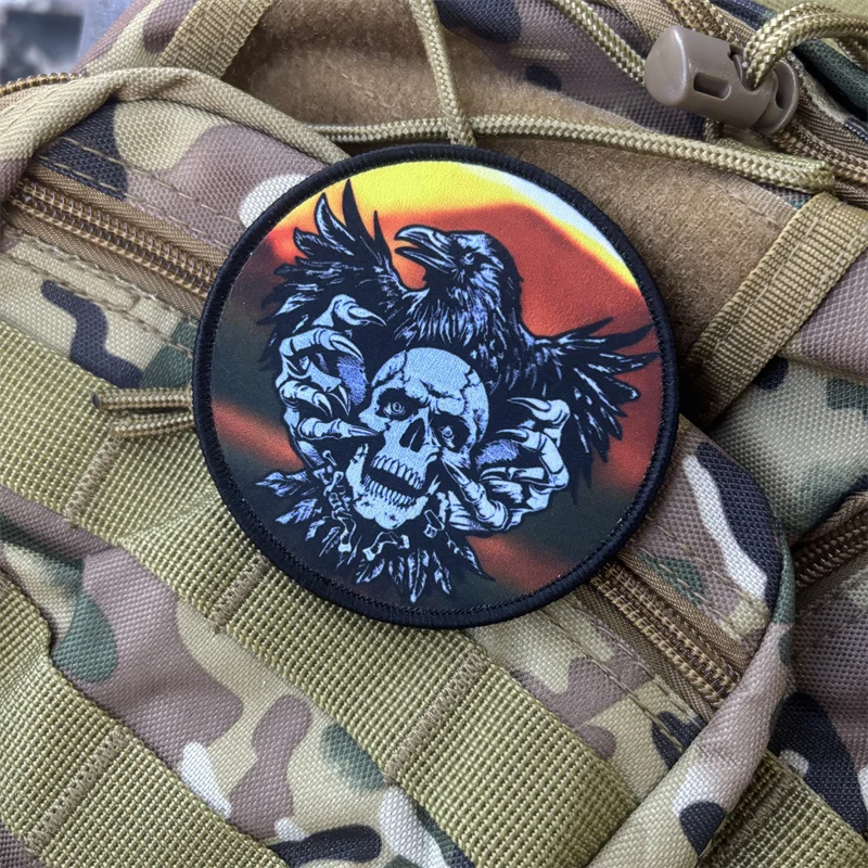 Parche táctico con estampado de calavera para ropa, insignias de moral, parches militares con gancho, pegatinas para mochila - imagen 4
