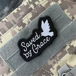 Parche salvado por Grace, insignia de moral táctica, parches de gancho bordados de Jesús para ropa, mochila, pegatina decorativa militar