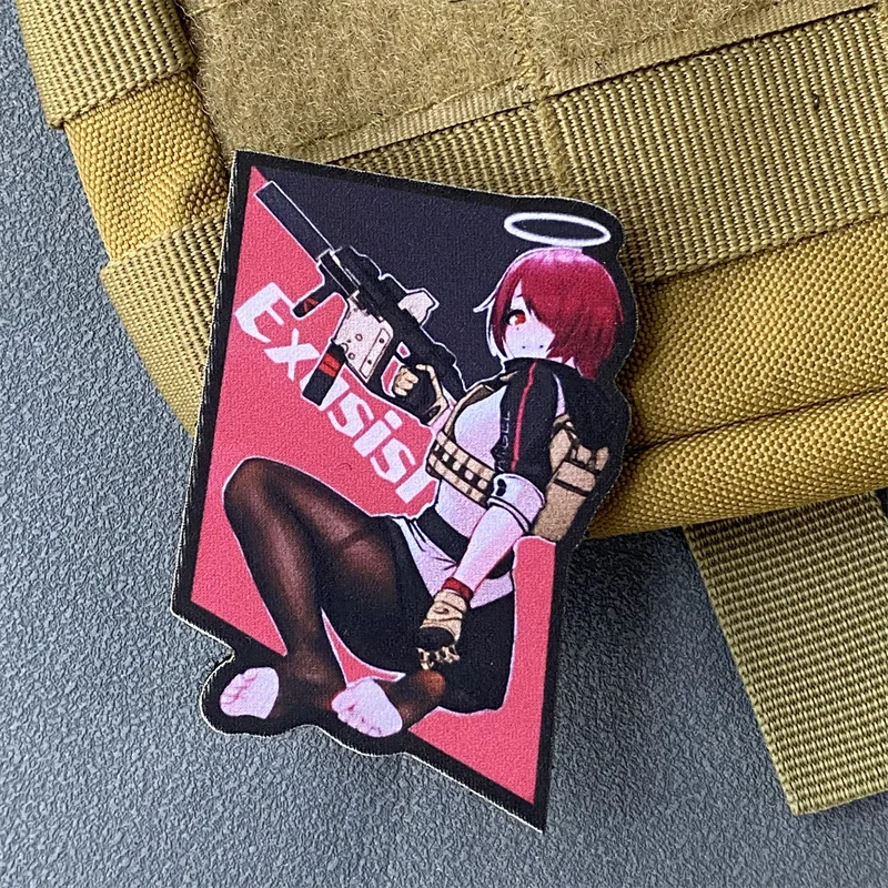 Parche táctico de Chica de Anime, insignia de moral militar con estampado de gancho y bucle, mochila, accesorios de decoración de ropa, pegatinas, brazalete - imagen 5