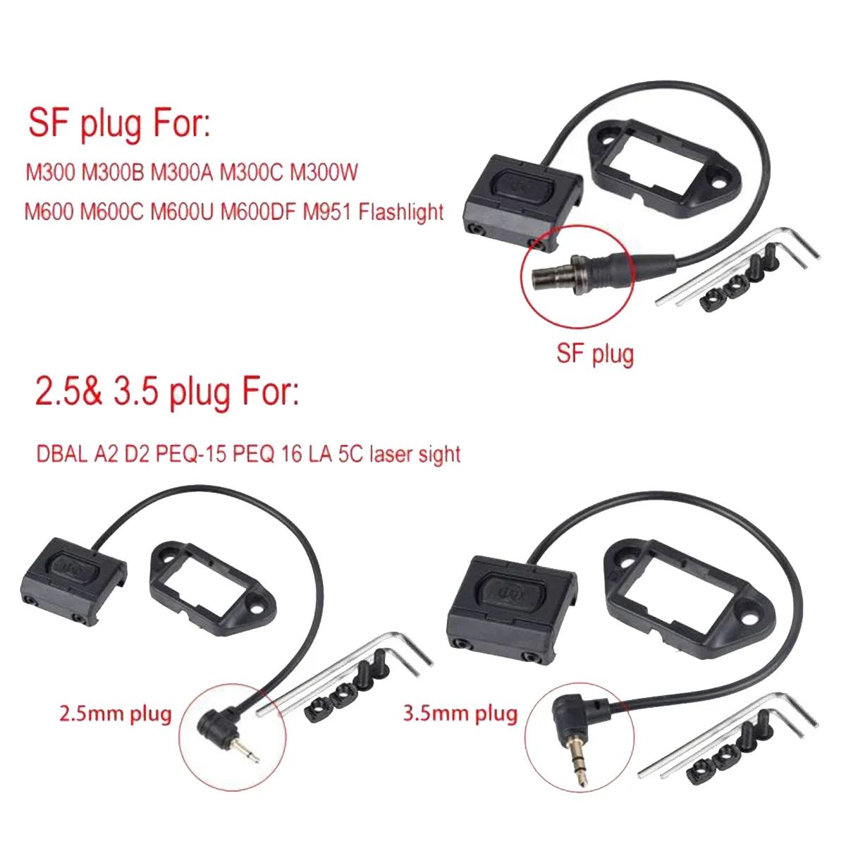Linterna táctica Surefire M600 M300, interruptor remoto de presión DBAL A2 PEQ 15, armas de Rifle, Control de luz, Mlok Keymod, riel de 20mm - imagen 3