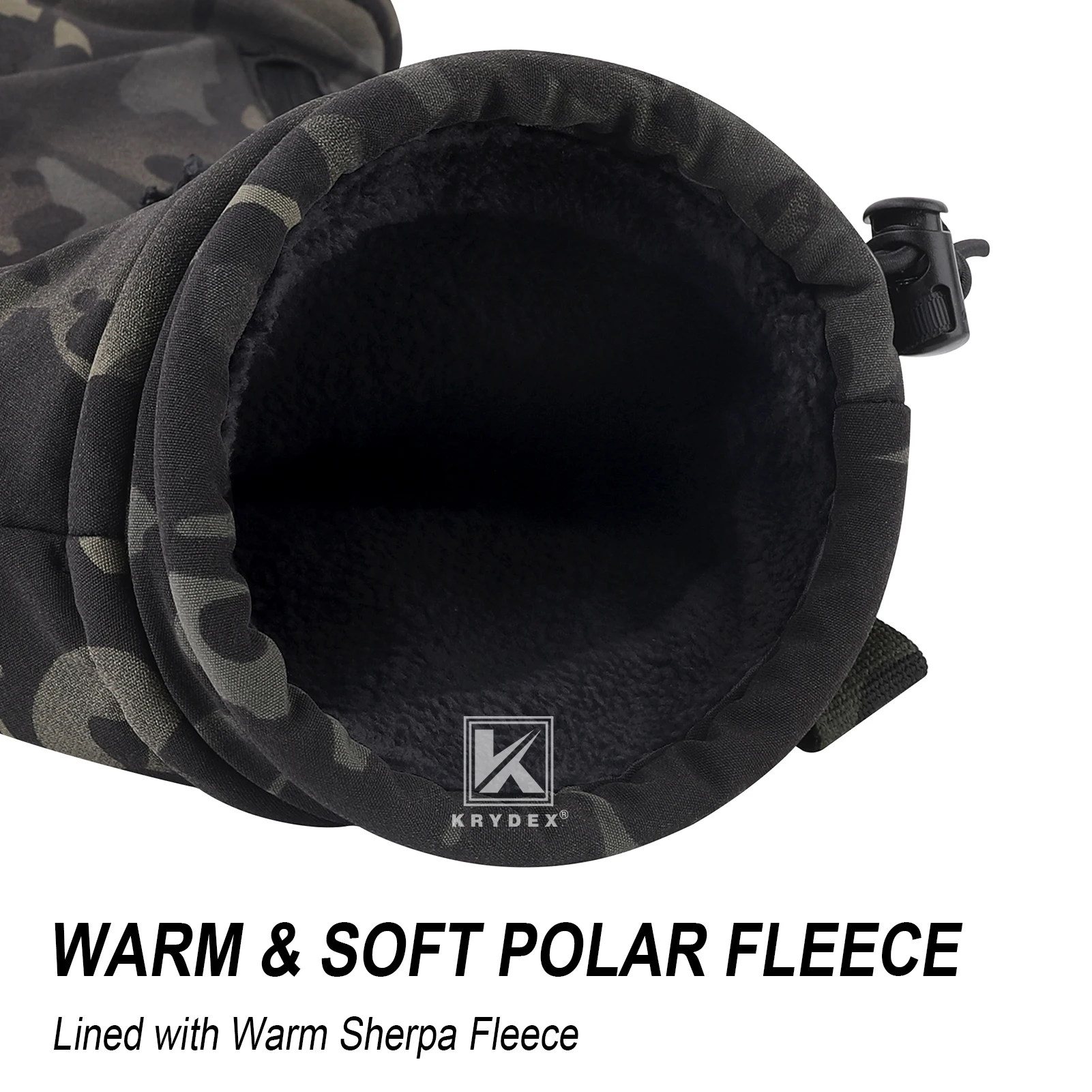KRYDEX Bolsa calentadora de manos, manguito táctico de invierno con forro polar Sherpa, equipo resistente al agua para clima frío para acampar al aire libre, - imagen 4