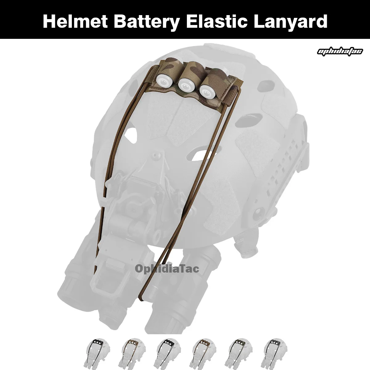 Correa elástica para batería de casco, soporte de 3 celdas para visión nocturna, elástico reforzado, anticaída, accesorios para casco